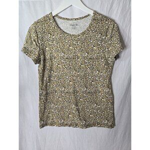 J Crew Studio Tee Shirt Womens Small Medium Leopard Animal Print Short Sleeves